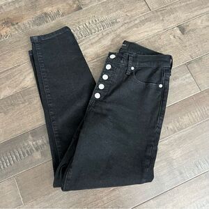 Banana Republic High-Rise Button-Fly Washed Black Straight Jeans Denim 26/2